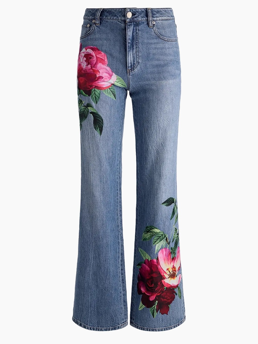 Alice + Olivia Embellished Floral Wide-Leg Women’s Jeans - Blue